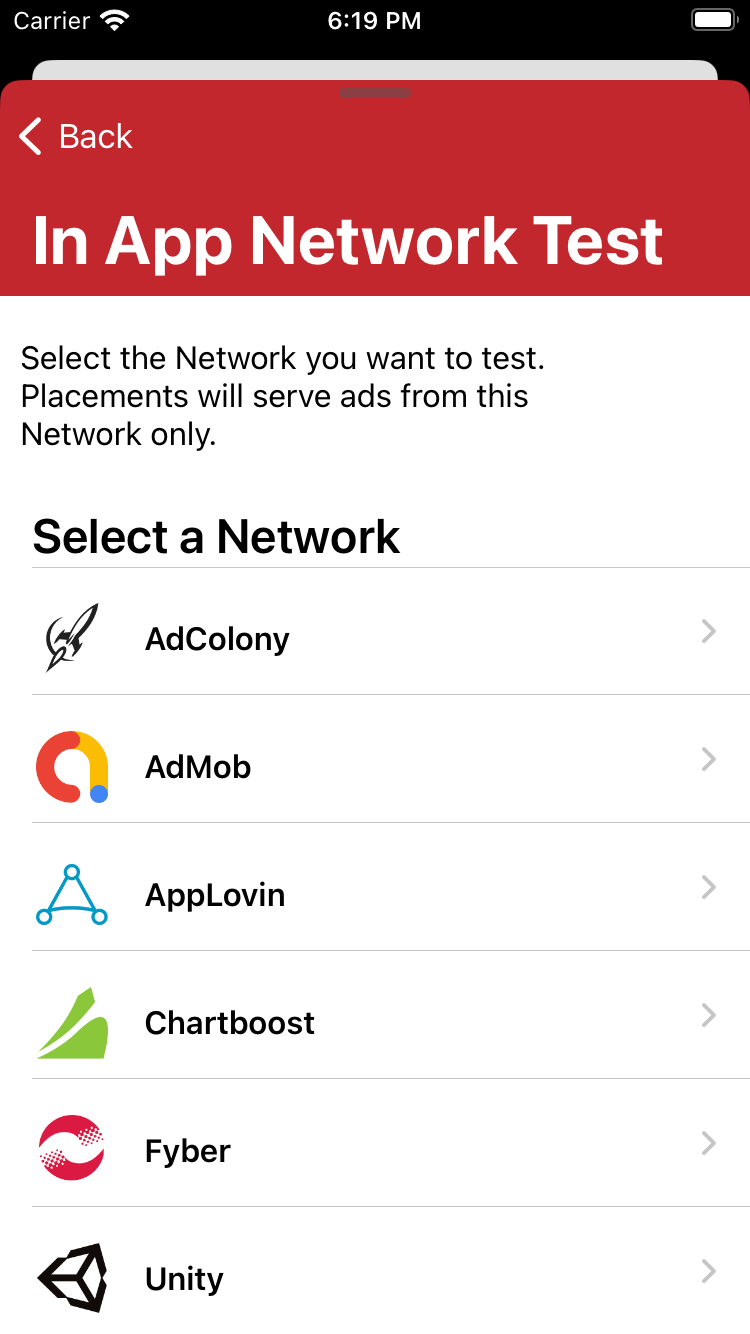 In-App Network Test